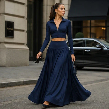 Women’s Cropped Top & Flowing Skirt Set
