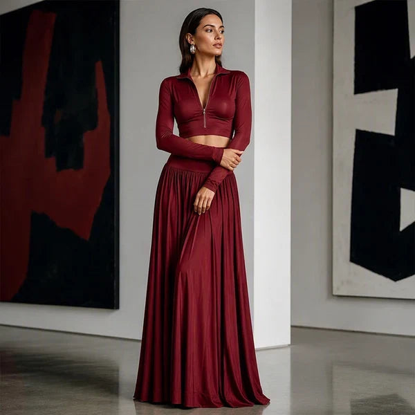 Women’s Cropped Top & Flowing Skirt Set