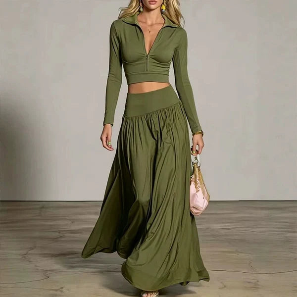 Women’s Cropped Top & Flowing Skirt Set