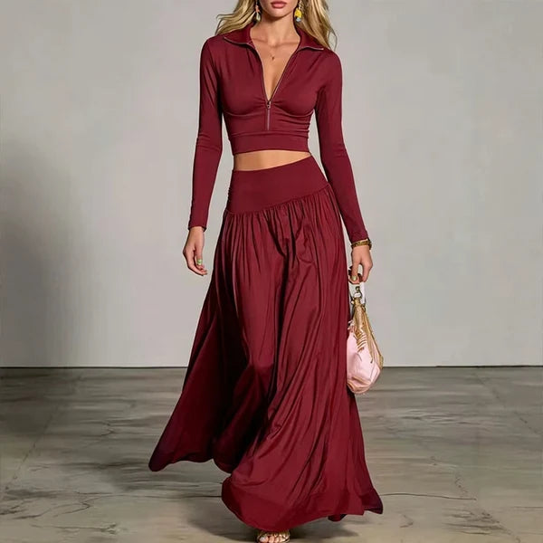 Women’s Cropped Top & Flowing Skirt Set