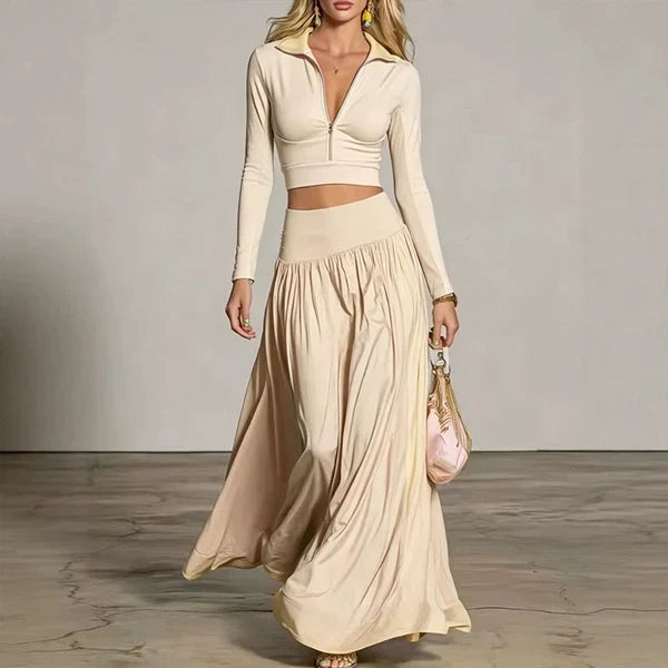 Women’s Cropped Top & Flowing Skirt Set