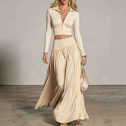 Women’s Cropped Top & Flowing Skirt Set
