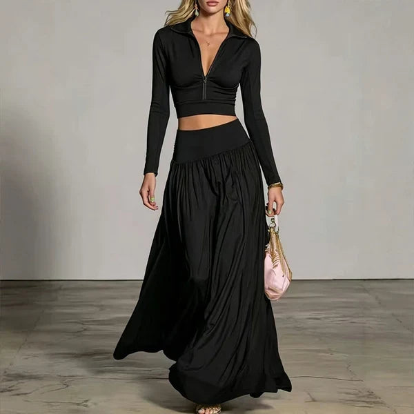 Women’s Cropped Top & Flowing Skirt Set
