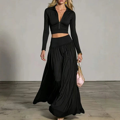 Women’s Cropped Top & Flowing Skirt Set
