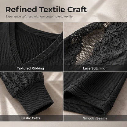 Women's V-Neck Lace-Detail Sweater