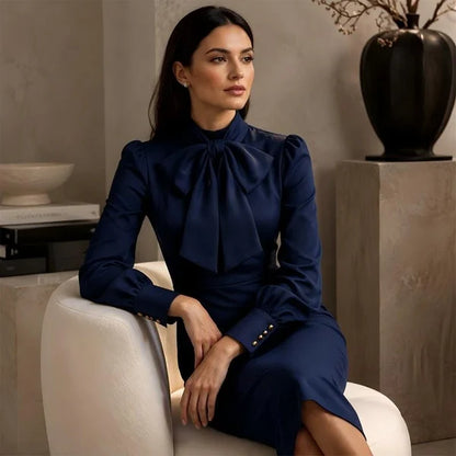 Women’s Bow Neck Fitted Pencil Dress