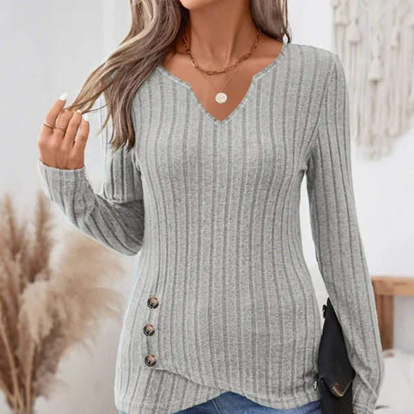 Women’s Asymmetric Hem V-Neck Knit Top