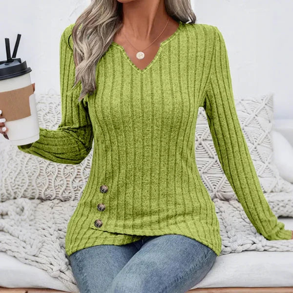 Women’s Asymmetric Hem V-Neck Knit Top