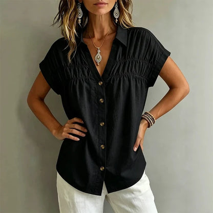 Women’s Pleated Button-Front Top
