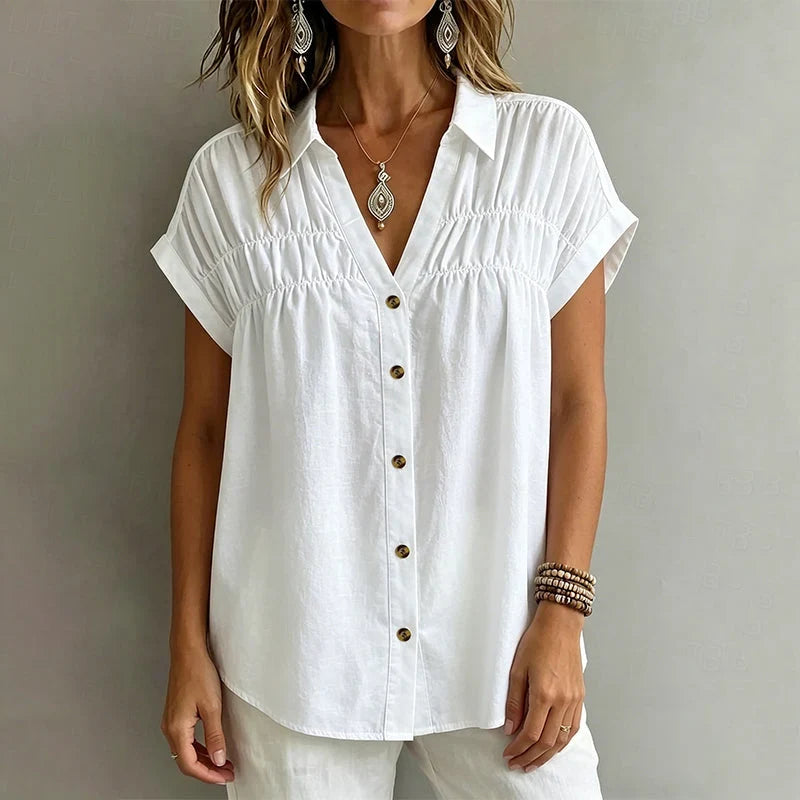 Women’s Pleated Button-Front Top