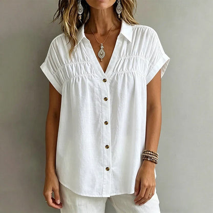 Women’s Pleated Button-Front Top