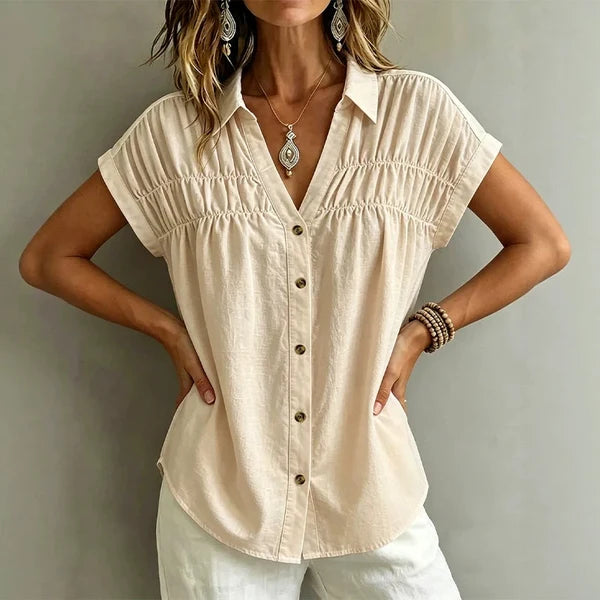 Women’s Pleated Button-Front Top