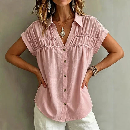 Women’s Pleated Button-Front Top