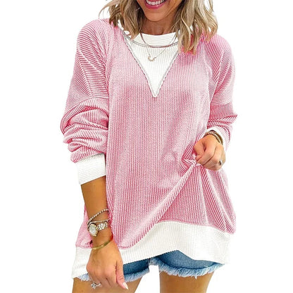 Women's Contrast Panel Crew Neck Top