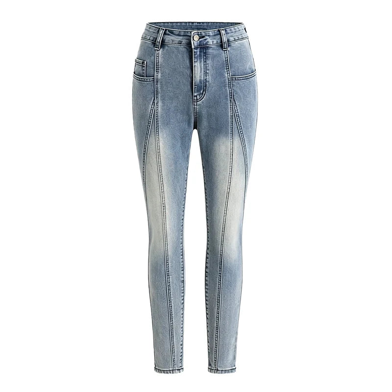 Women’s High-Waist Vertical Seam Skinny Jeans