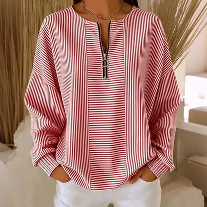 Women’s Striped Zip-Neck Top