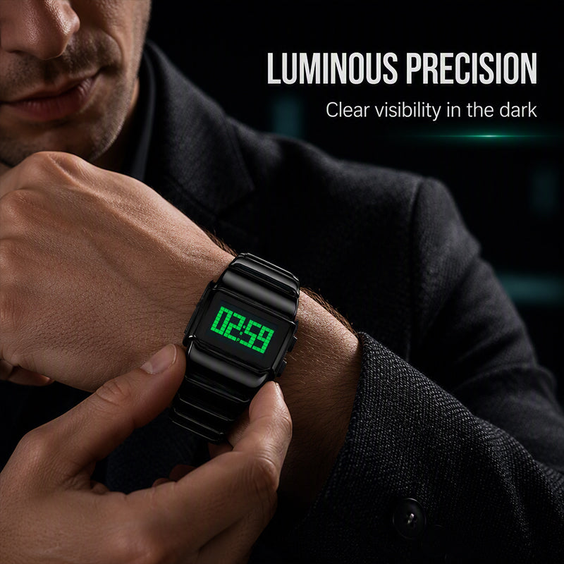 Digital Watch with Metal Link Band