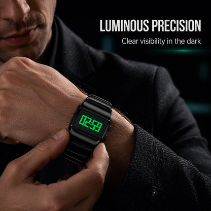 Digital Watch with Metal Link Band