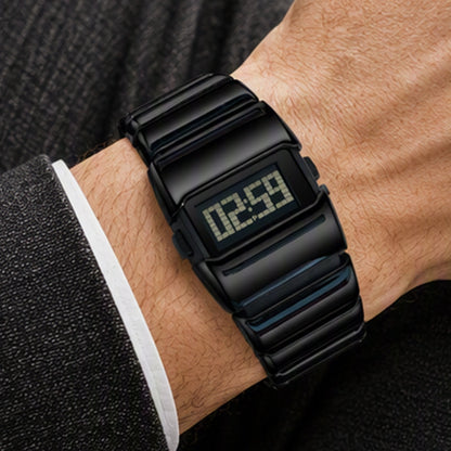 Digital Watch with Metal Link Band