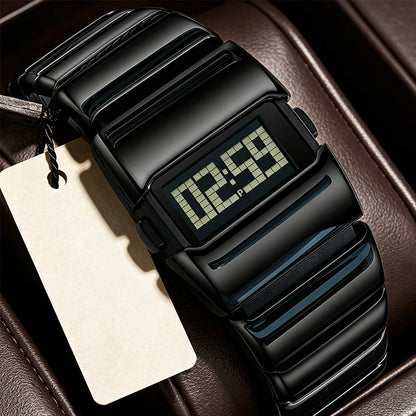 Digital Watch with Metal Link Band