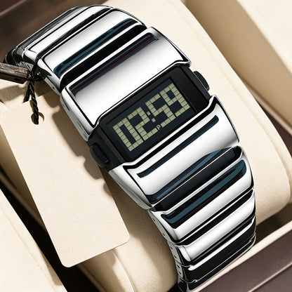 Digital Watch with Metal Link Band