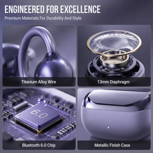 Open Ear Wireless Clip-On Earbuds