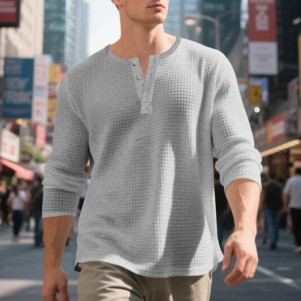 Men’s Textured Henley Shirt