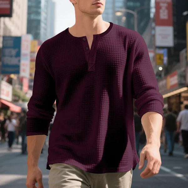 Men’s Textured Henley Shirt
