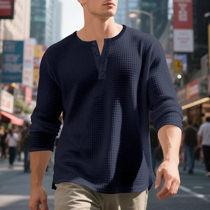Men’s Textured Henley Shirt