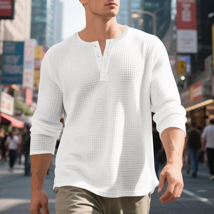 Men’s Textured Henley Shirt