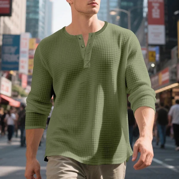 Men’s Textured Henley Shirt