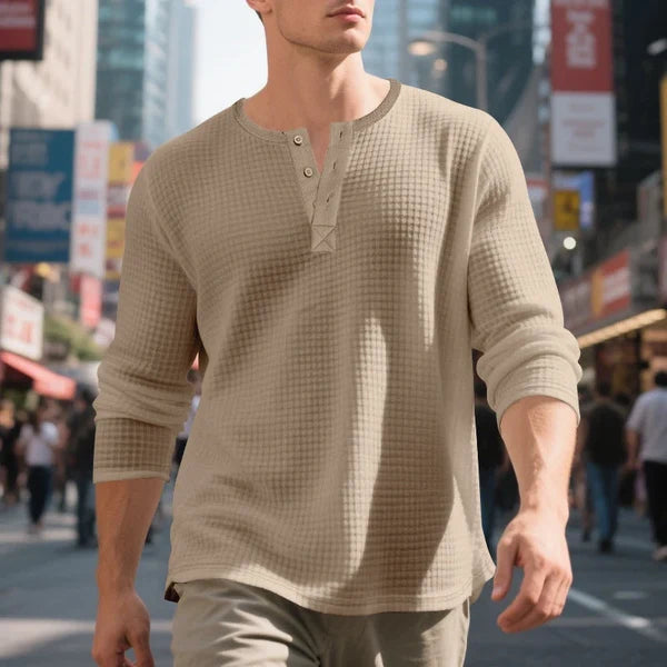Men’s Textured Henley Shirt