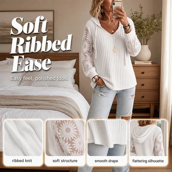 Women’s Lace Hooded Knit Top