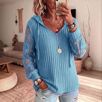 Women’s Lace Hooded Knit Top
