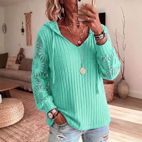 Women’s Lace Hooded Knit Top