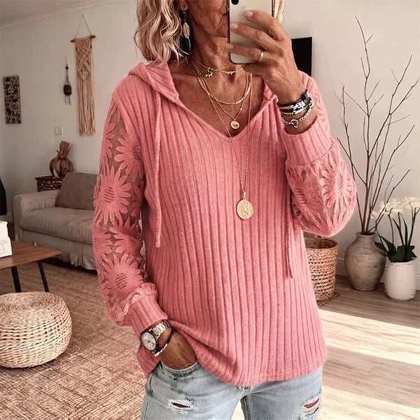 Women’s Lace Hooded Knit Top