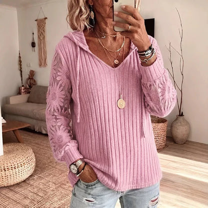 Women’s Lace Hooded Knit Top