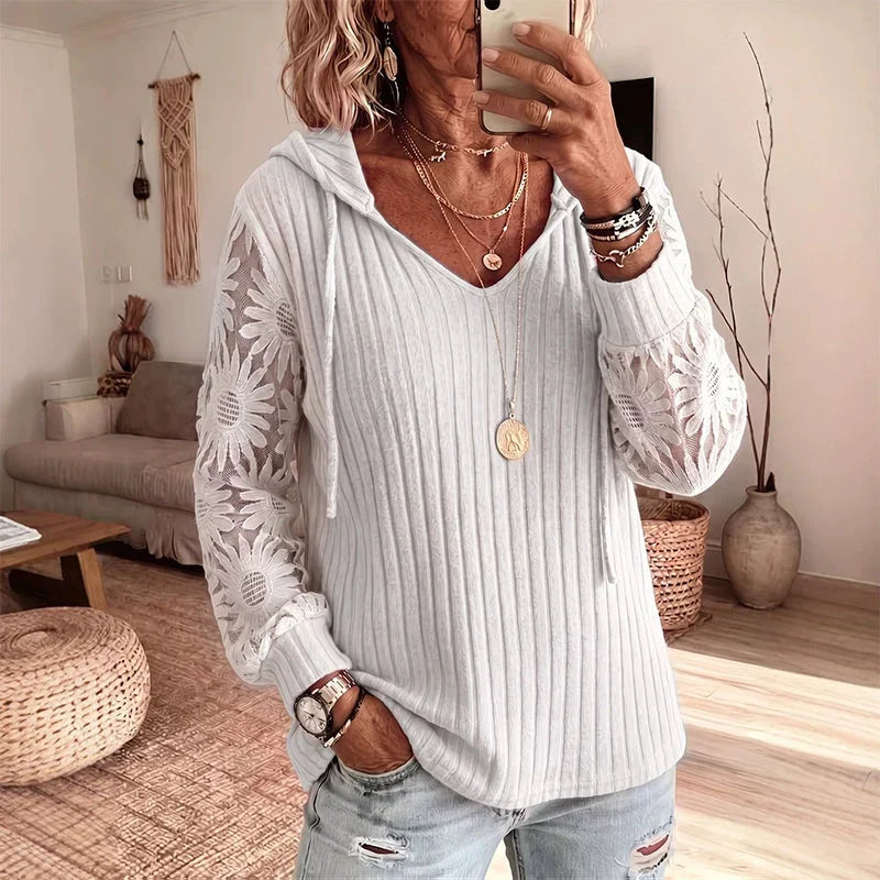 Women’s Lace Hooded Knit Top