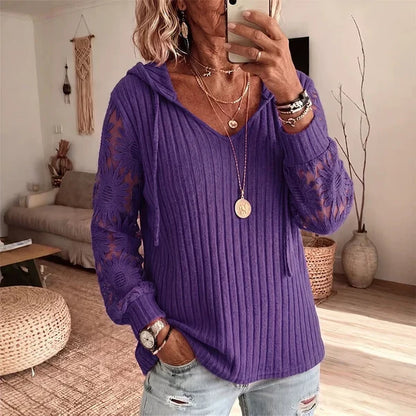 Women’s Lace Hooded Knit Top