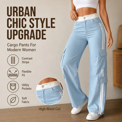 Women's Side Stripe Straight Leg Cargo Pants