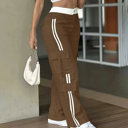 Women's Side Stripe Straight Leg Cargo Pants