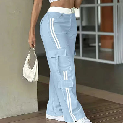 Women's Side Stripe Straight Leg Cargo Pants