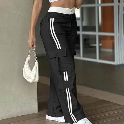 Women's Side Stripe Straight Leg Cargo Pants