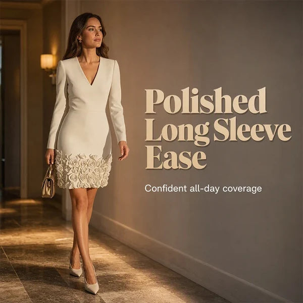 Women's Rose Hem V-Neck Dress