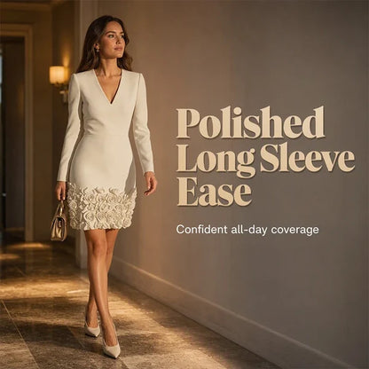 Women's Rose Hem V-Neck Dress