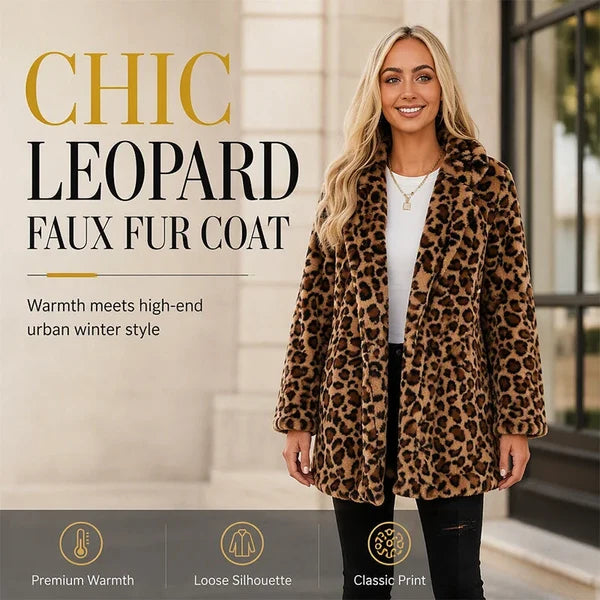 Women’s Plush Leopard Print Longline Coat