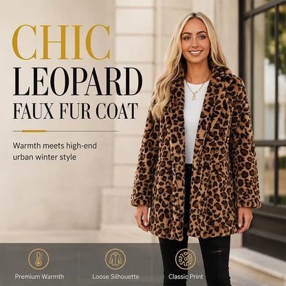 Women’s Plush Leopard Print Longline Coat