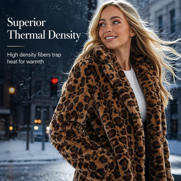 Women’s Plush Leopard Print Longline Coat