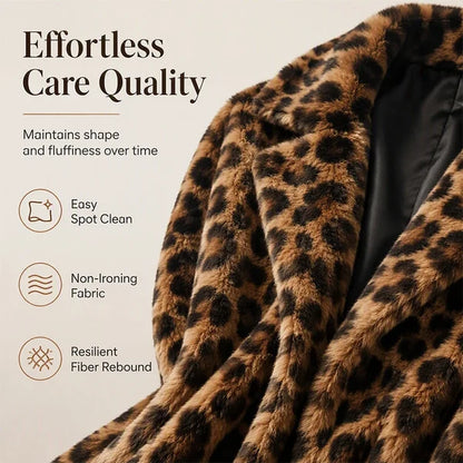 Women’s Plush Leopard Print Longline Coat