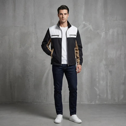 Men's Contrast Panel Stand Collar Jacket